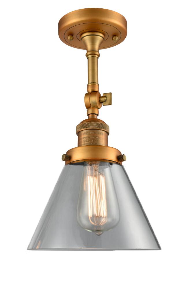 Cone - 1 Light - 8 inch - Brushed Brass - Semi-Flush Mount