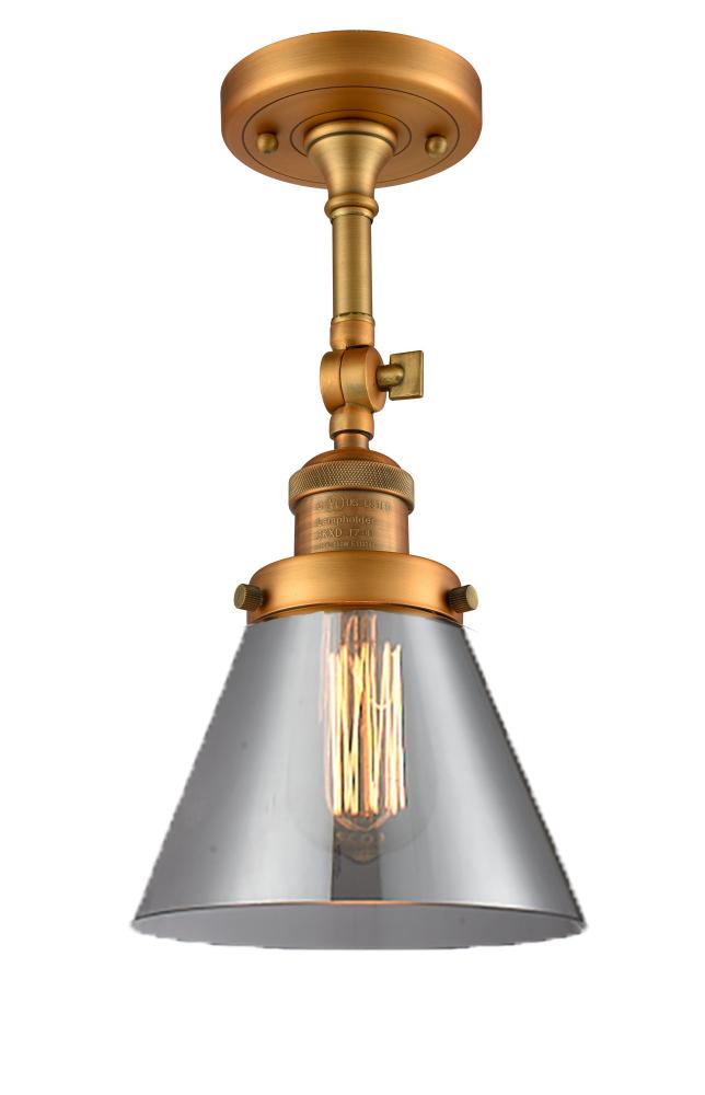 Cone - 1 Light - 8 inch - Brushed Brass - Semi-Flush Mount