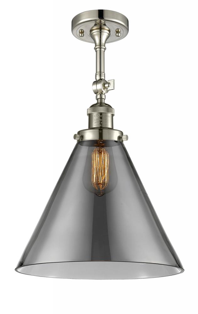 Cone - 1 Light - 12 inch - Polished Nickel - Adjustable Semi-Flush Mount