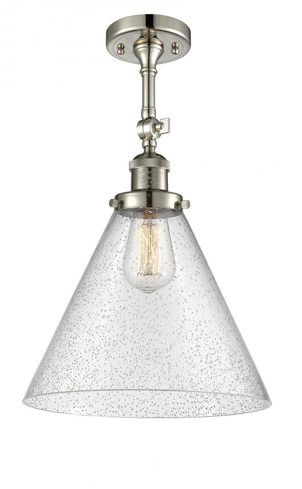 Cone - 1 Light - 12 inch - Polished Nickel - Adjustable Semi-Flush Mount