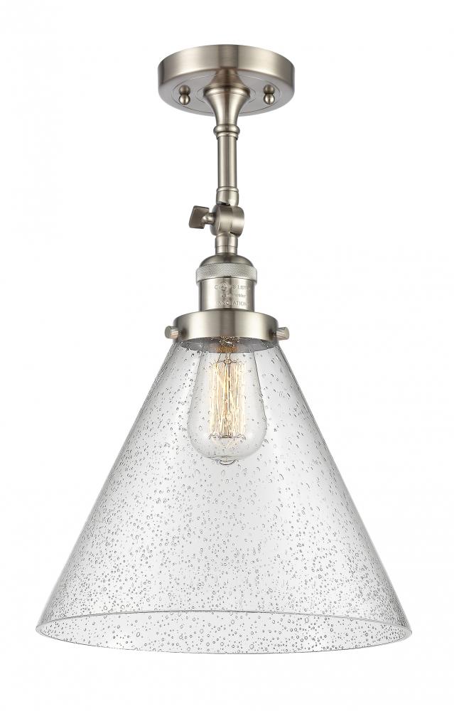 Cone - 1 Light - 12 inch - Brushed Satin Nickel - Adjustable Semi-Flush Mount