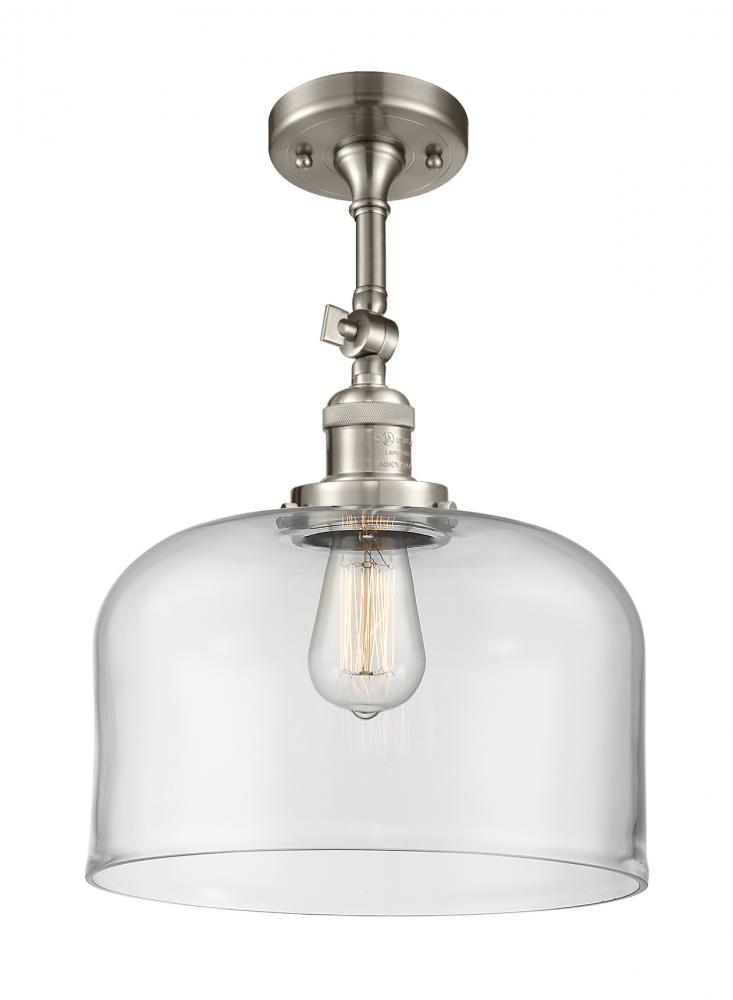 Bell - 1 Light - 12 inch - Brushed Satin Nickel - Adjustable Semi-Flush Mount