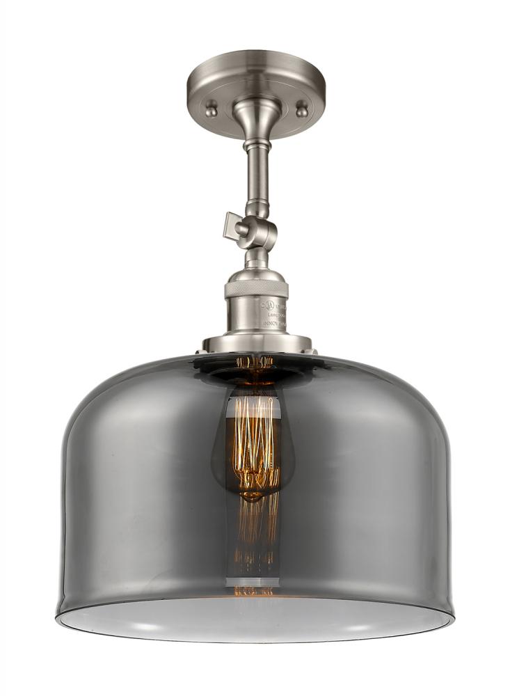 Bell - 1 Light - 12 inch - Brushed Satin Nickel - Adjustable Semi-Flush Mount