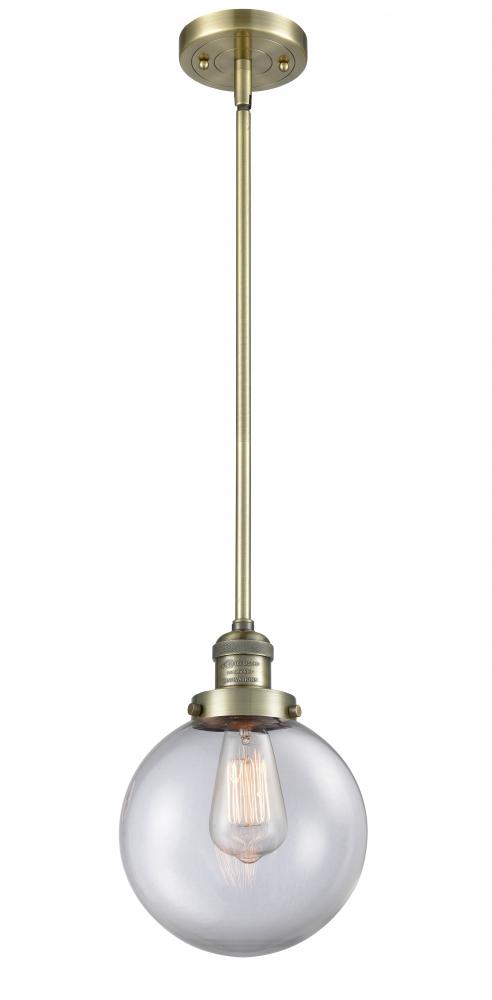 Beacon - 1 Light - 8 inch - Antique Brass - Stem Hung - Mini Pendant