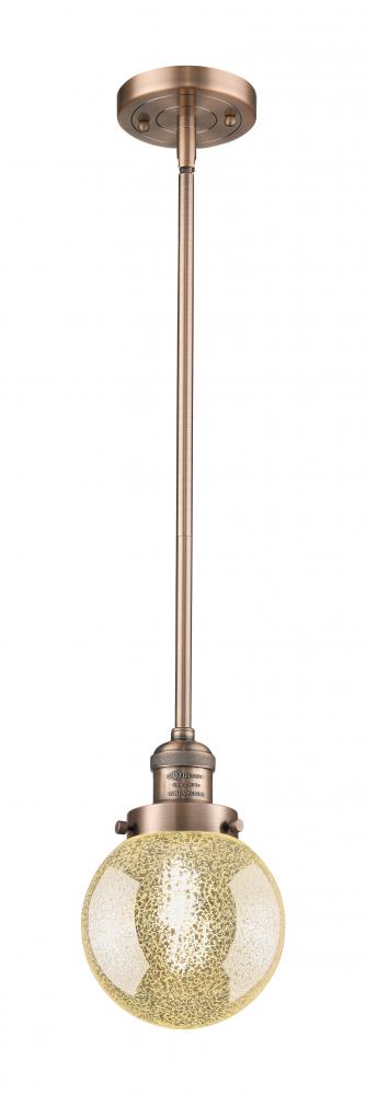 Beacon - 1 Light - 6 inch - Antique Copper - Stem Hung - Mini Pendant