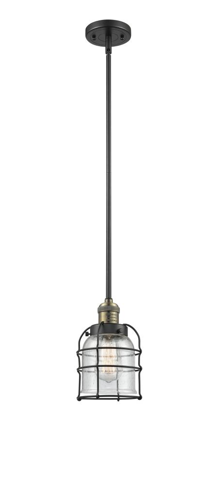 Bell Cage - 1 Light - 6 inch - Black Antique Brass - Stem Hung - Mini Pendant