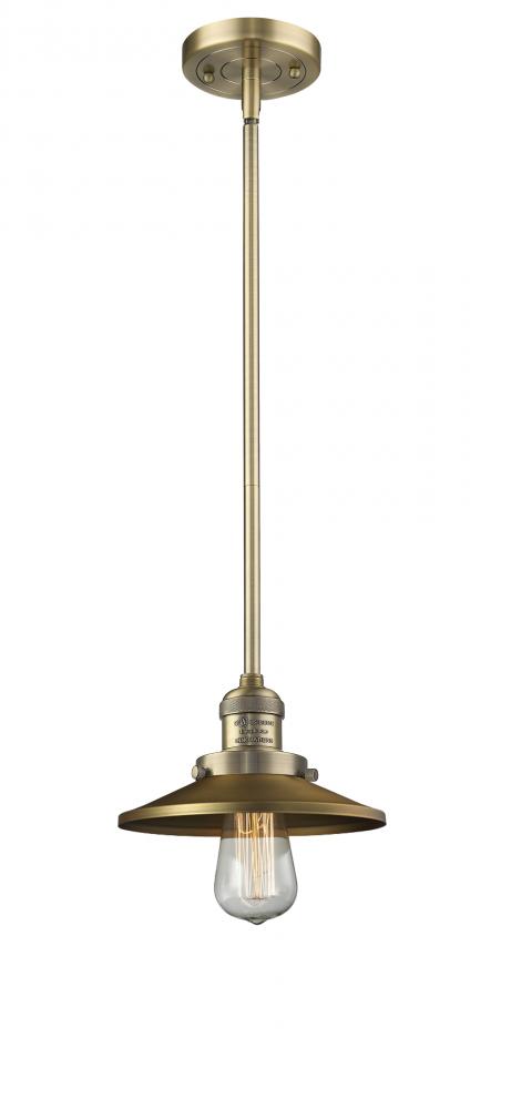 Railroad - 1 Light - 8 inch - Brushed Brass - Stem Hung - Mini Pendant