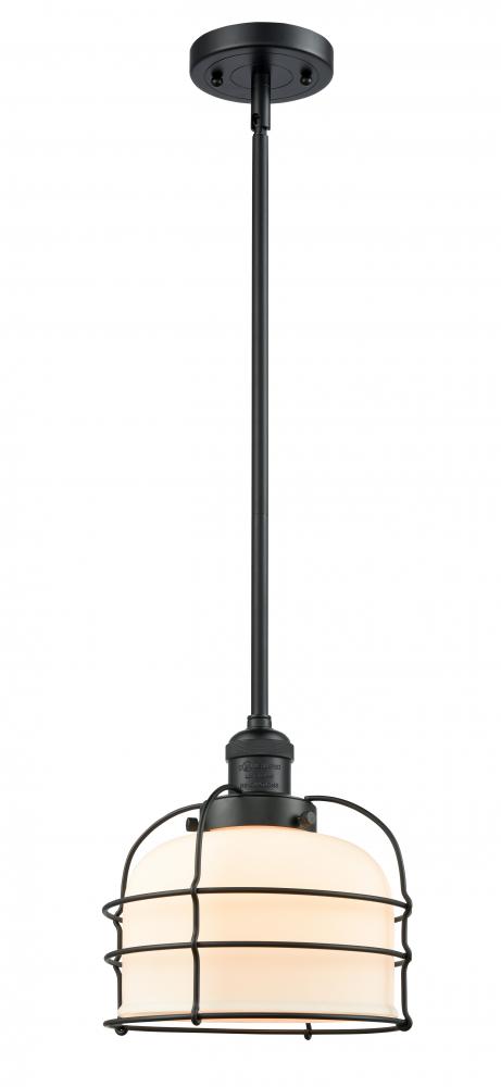 Bell Cage - 1 Light - 9 inch - Matte Black - Stem Hung - Mini Pendant