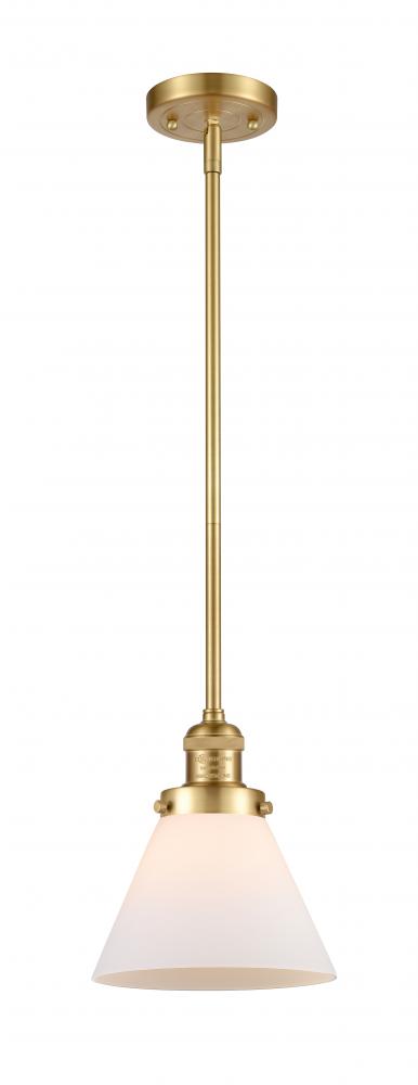 Cone - 1 Light - 8 inch - Satin Gold - Stem Hung - Mini Pendant