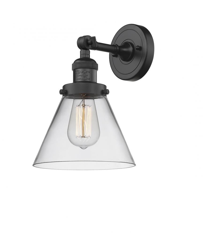 Cone - 1 Light - 8 inch - Matte Black - Adjustable Sconce