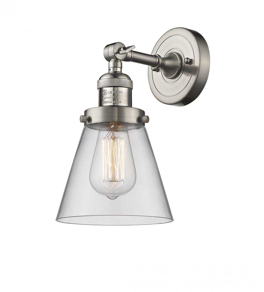 Cone - 1 Light - 6 inch - Brushed Satin Nickel - Adjustable Sconce