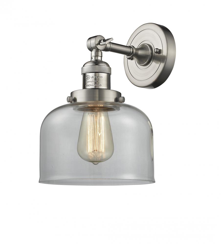 Bell - 1 Light - 8 inch - Brushed Satin Nickel - Adjustable Sconce