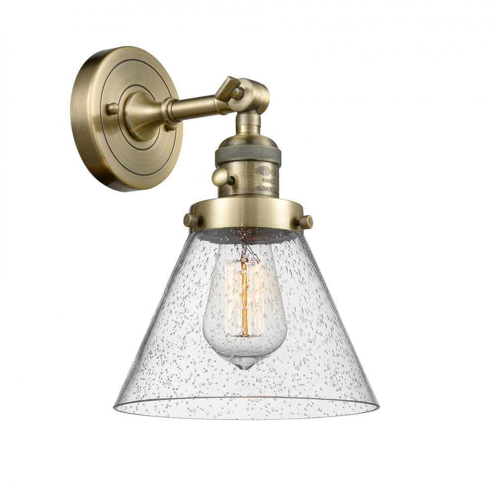 Cone - 1 Light - 8 inch - Antique Brass - Adjustable Sconce