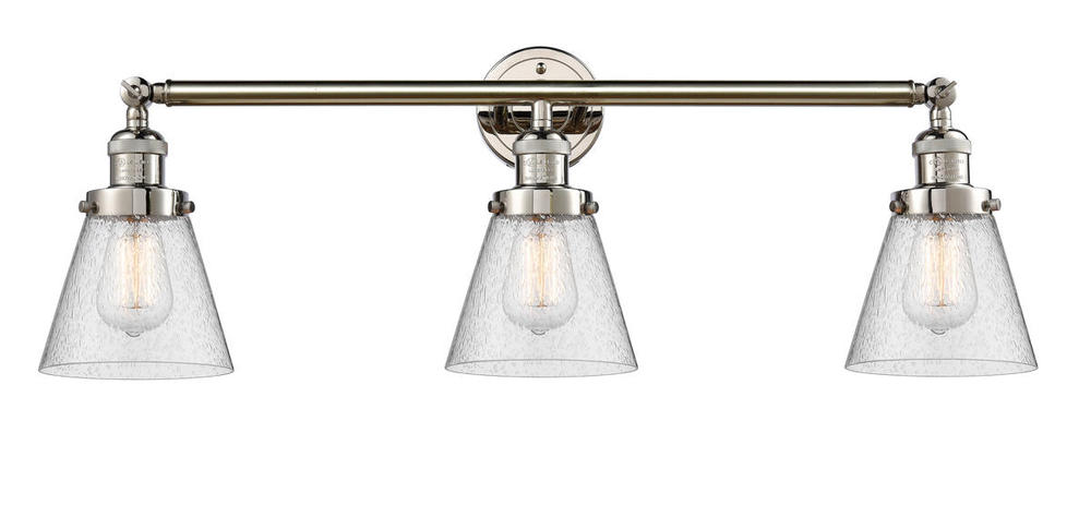 Cone - 3 Light - 30 inch - Polished Nickel - Bath Vanity Light