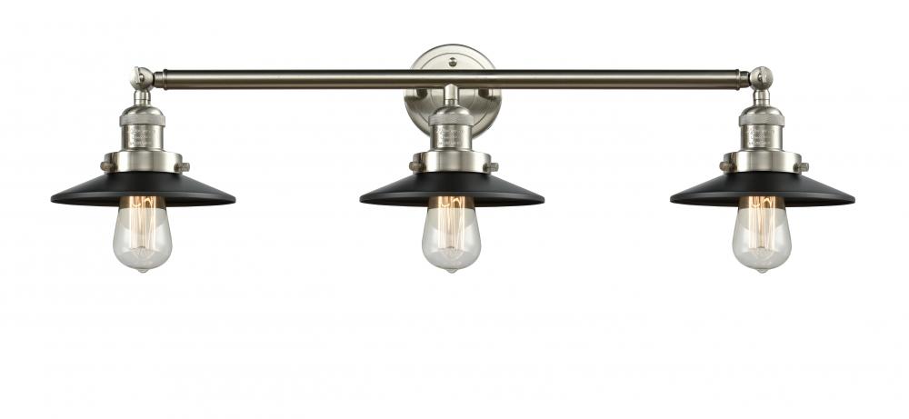 Railroad - 3 Light - 32 inch - Brushed Satin Nickel - Bath Vanity Light