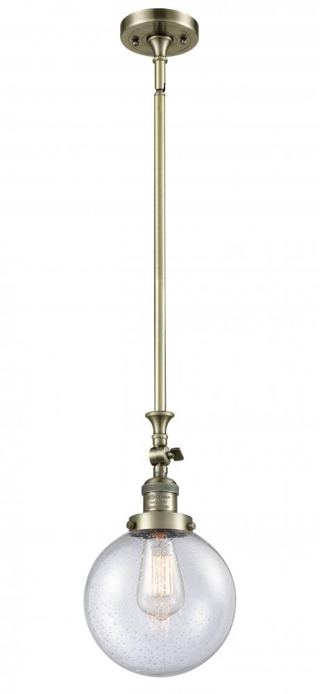 Beacon - 1 Light - 8 inch - Antique Brass - Stem Hung - Mini Pendant