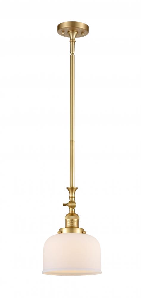 Bell - 1 Light - 8 inch - Satin Gold - Stem Hung - Adjustable Mini Pendant