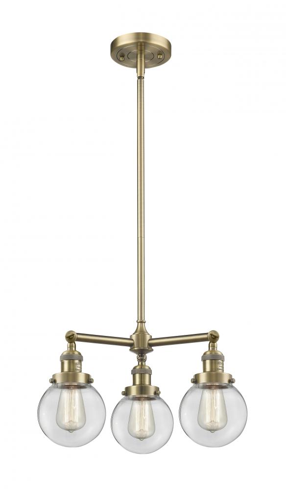 Beacon - 3 Light - 19 inch - Antique Brass - Stem Hung - Chandelier