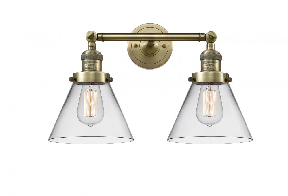 Cone - 2 Light - 18 inch - Antique Brass - Adjustable Bath Vanity Light