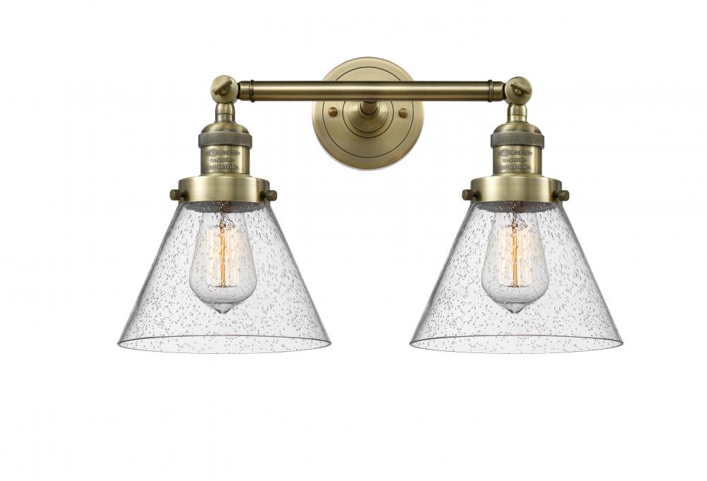 Cone - 2 Light - 18 inch - Antique Brass - Adjustable Bath Vanity Light