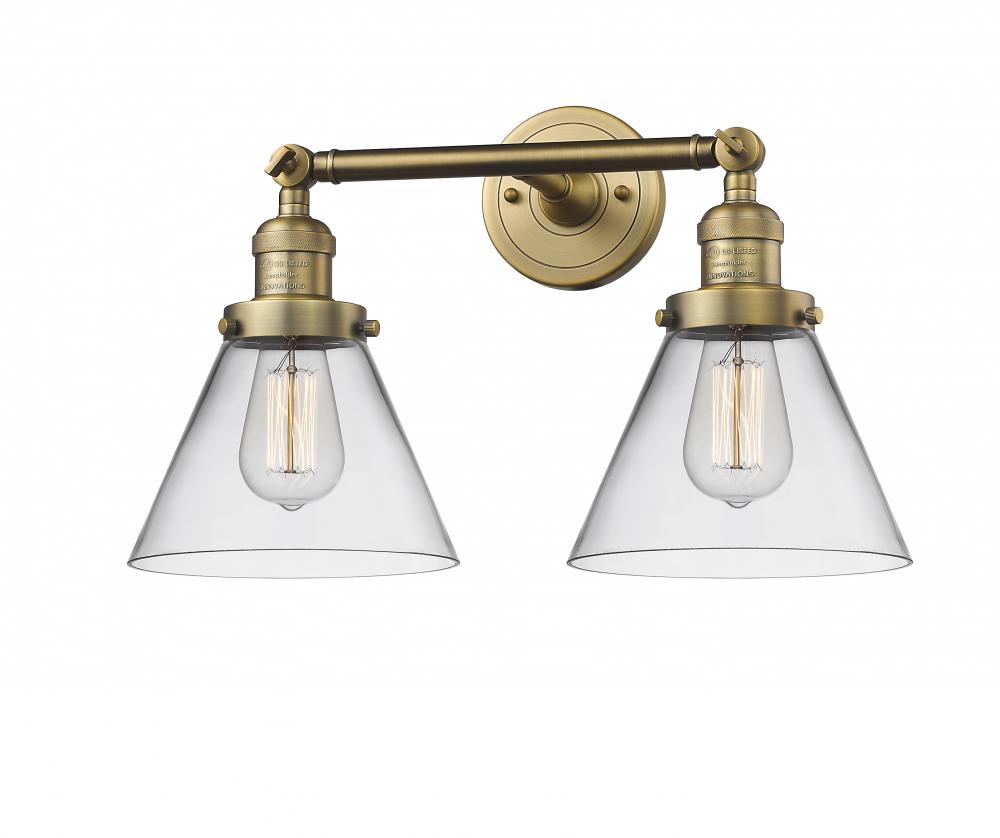 Cone - 2 Light - 18 inch - Brushed Brass - Adjustable Bath Vanity Light