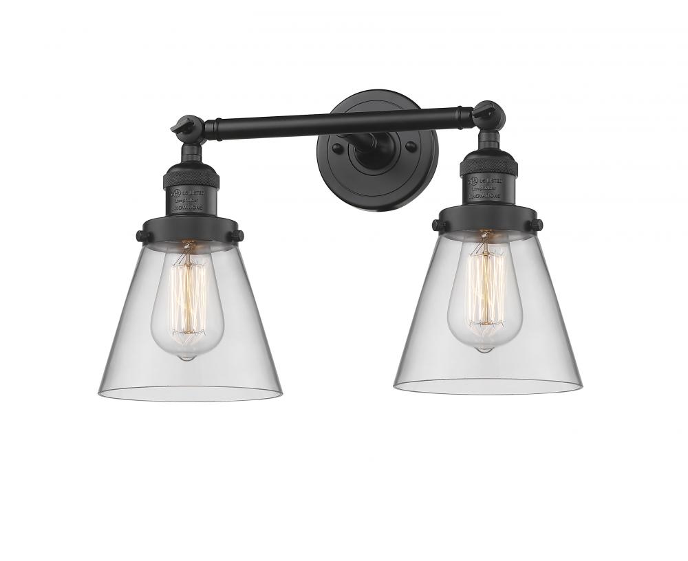 Cone - 2 Light - 16 inch - Matte Black - Adjustable Bath Vanity Light