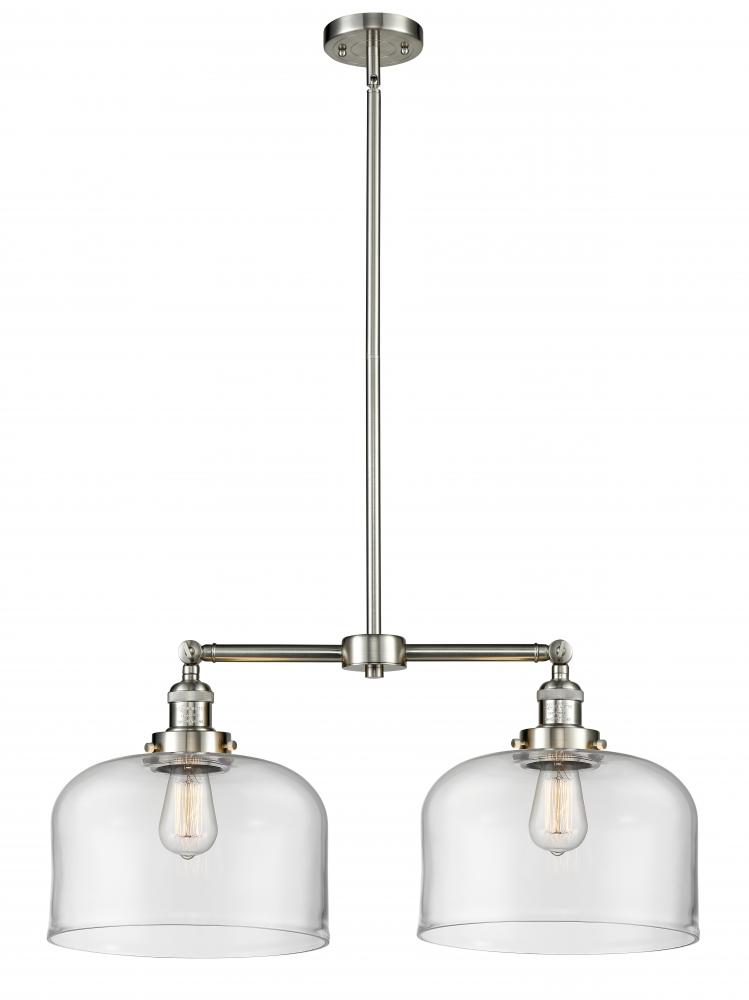 Bell - 2 Light - 21 inch - Brushed Satin Nickel - Stem Hung - Island Light