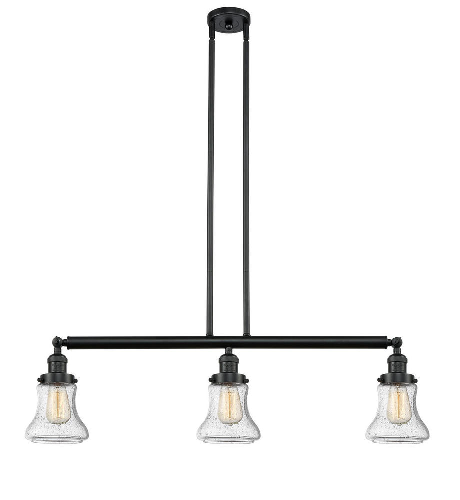 Bellmont - 3 Light - 39 inch - Matte Black - Stem Hung - Adjustable Island Light