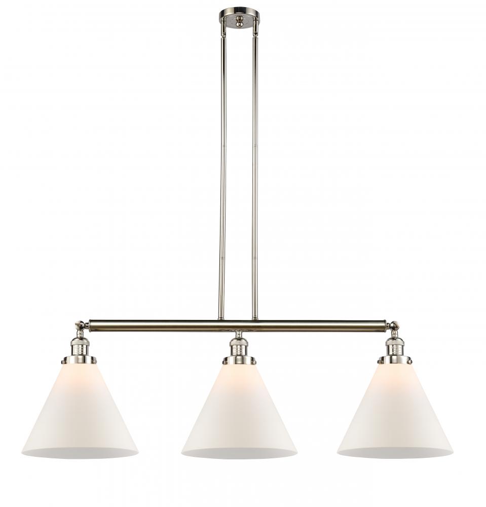 Cone - 3 Light - 44 inch - Polished Nickel - Stem Hung - Adjustable Island Light