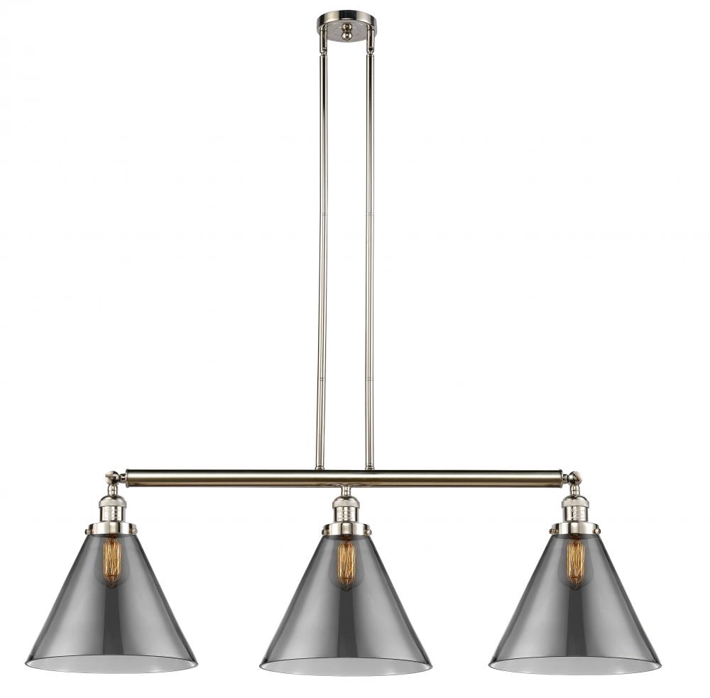 Cone - 3 Light - 44 inch - Polished Nickel - Stem Hung - Adjustable Island Light
