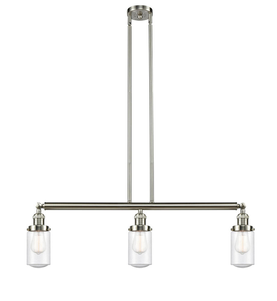 Dover - 3 Light - 37 inch - Brushed Satin Nickel - Stem Hung - Adjustable Island Light
