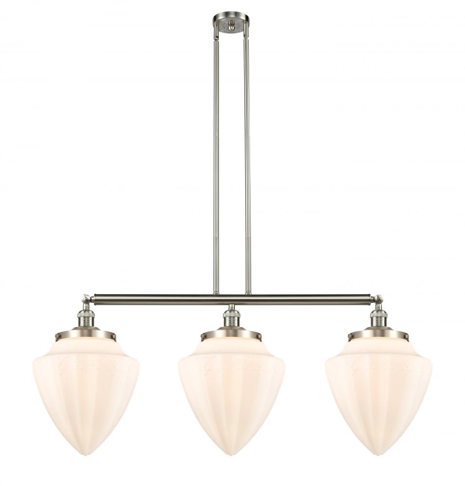 Bullet - 3 Light - 40 inch - Brushed Satin Nickel - Stem Hung - Island Light