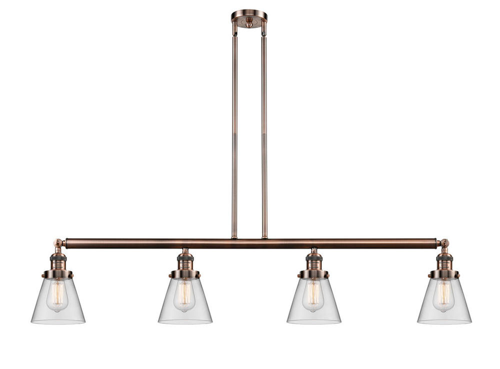 Cone - 4 Light - 51 inch - Antique Copper - Stem Hung - Island Light