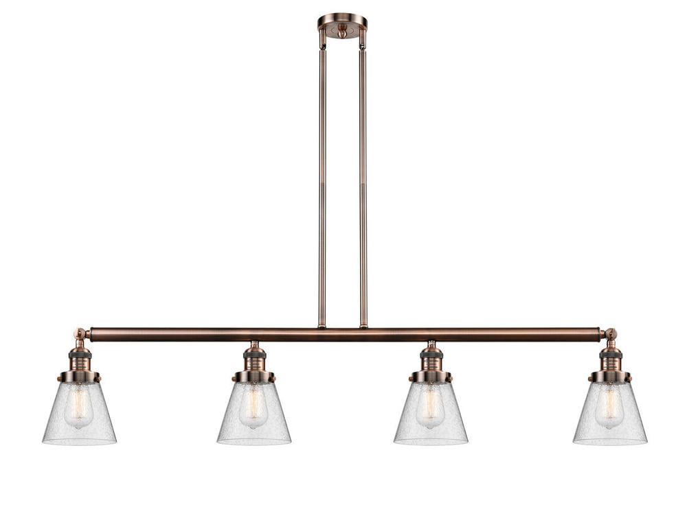 Cone - 4 Light - 51 inch - Antique Copper - Stem Hung - Island Light