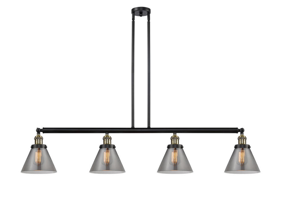 Cone - 4 Light - 52 inch - Black Antique Brass - Stem Hung - Adjustable Island Light