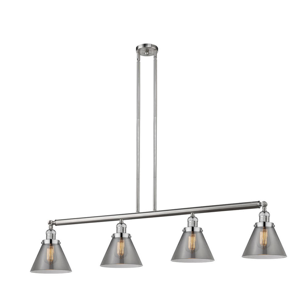 Cone - 4 Light - 52 inch - Brushed Satin Nickel - Stem Hung - Adjustable Island Light