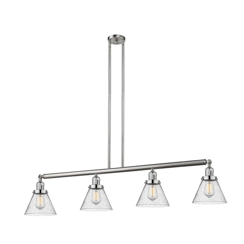 Cone - 4 Light - 52 inch - Brushed Satin Nickel - Stem Hung - Island Light