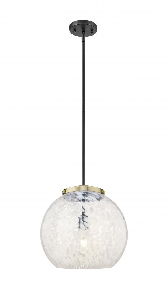 White Mouchette - 1 Light - 14 inch - Black Antique Brass - Stem Hung - Pendant