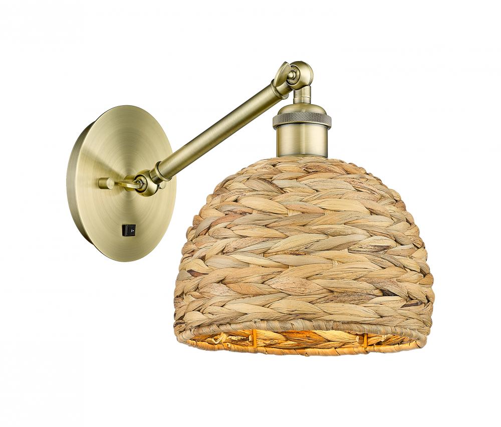 Woven Rattan - 1 Light - 8 inch - Satin Gold - Sconce