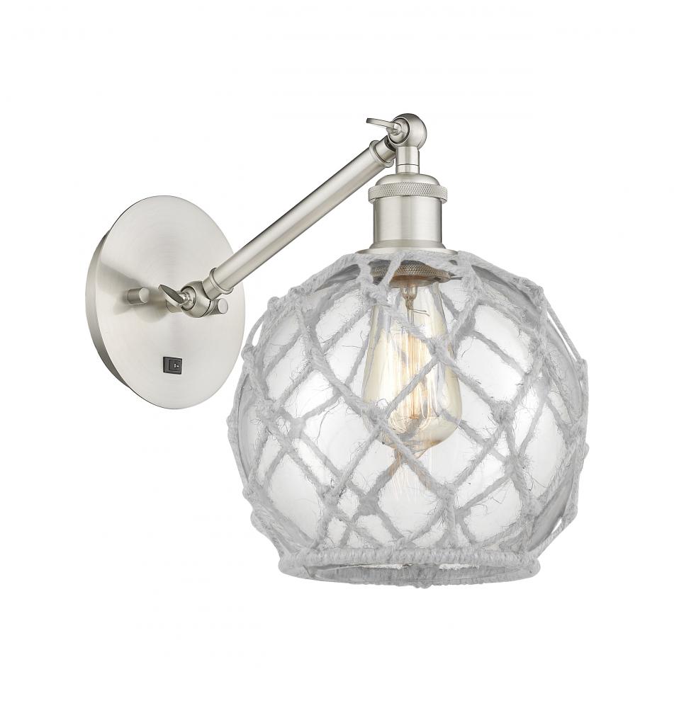 Farmhouse Rope - 1 Light - 8 inch - Brushed Satin Nickel - Adjustable Sconce