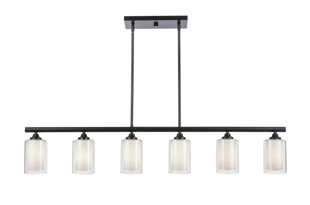 Fairbank - 6 Light - 48 inch - Matte Black - Cord hung - Island Light