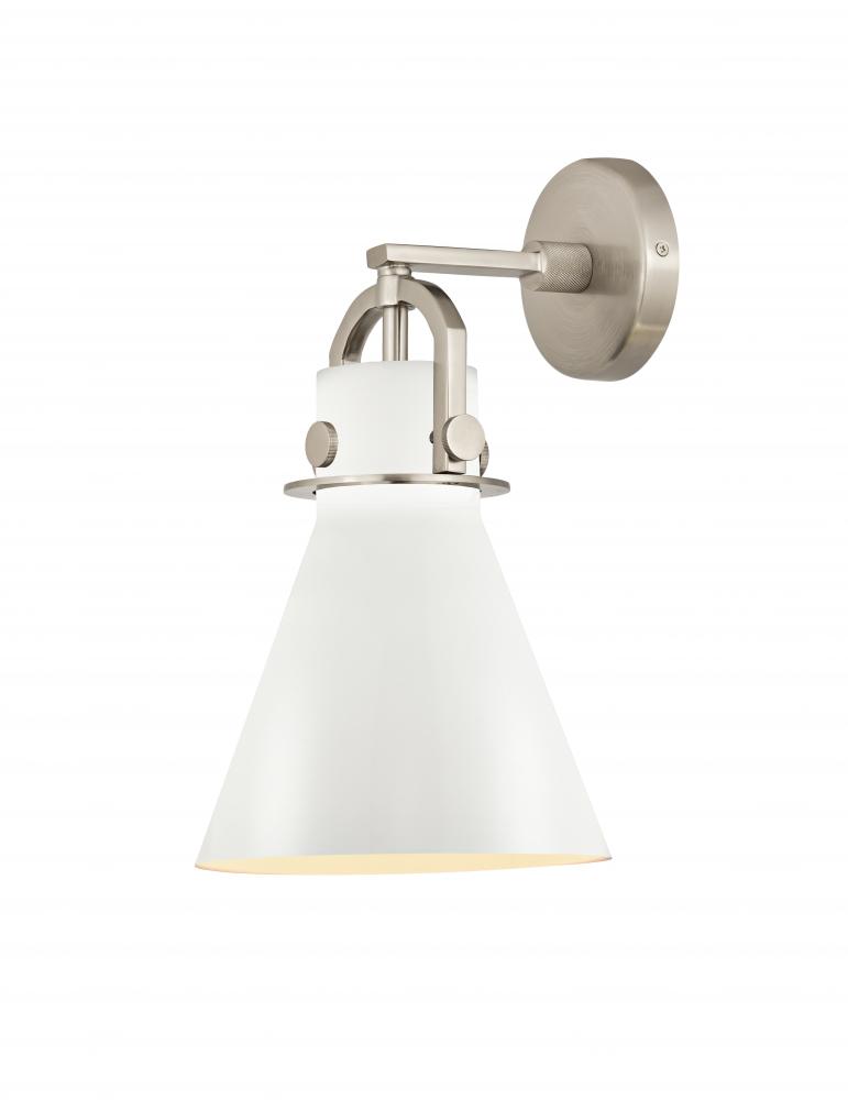 Newton Cone - 1 Light - 8 inch - Satin Nickel - Sconce