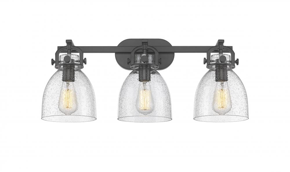 Newton Bell - 3 Light - 27 inch - Matte Black - Bath Vanity Light