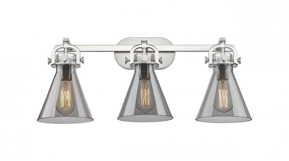 Newton Cone - 3 Light - 27 inch - Brushed Brass - Bath Vanity Light