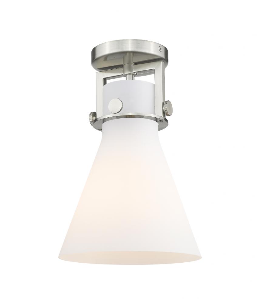 Newton Cone - 1 Light - 8 inch - Brushed Satin Nickel - Flush Mount