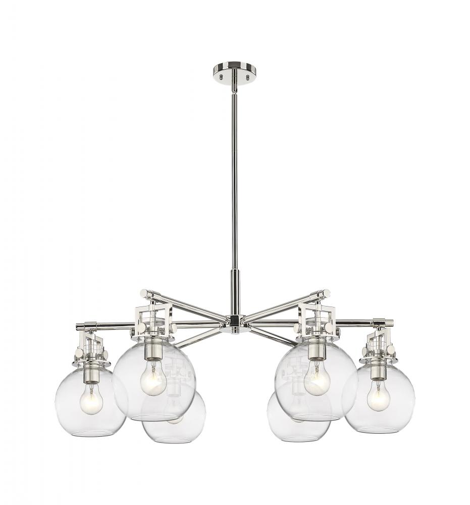 Newton Sphere - 6 Light - 26 inch - Polished Nickel - Chandelier