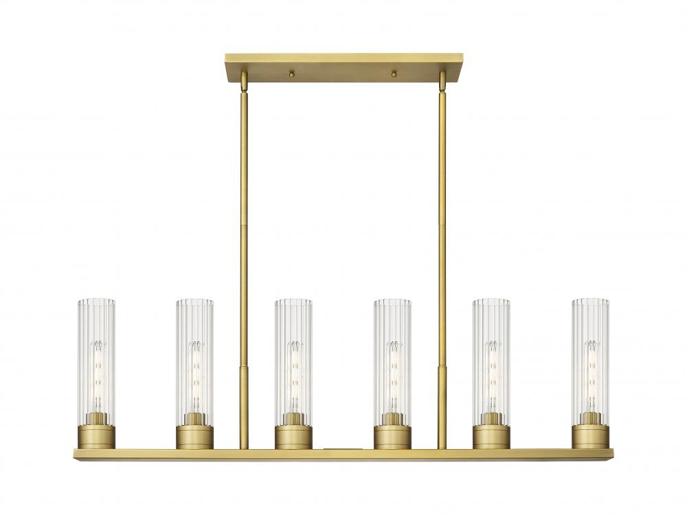 Empire - 6 Light - 44 inch - Brushed Brass - Linear Pendant