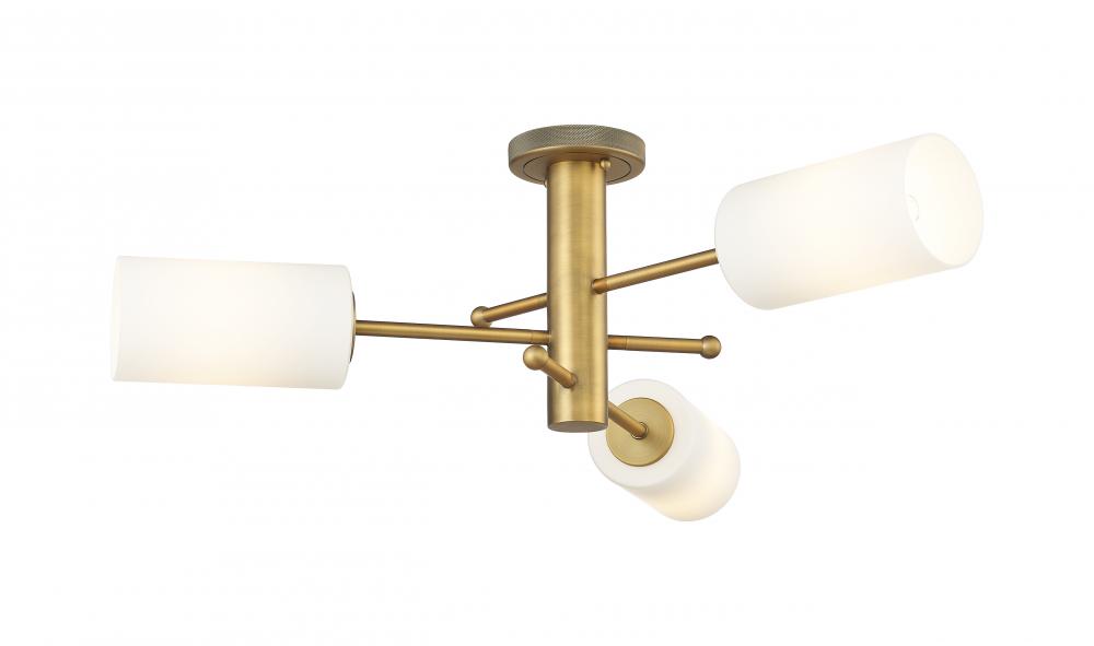 Crown Point - 3 Light - 34 inch - Brushed Brass - Flush Mount