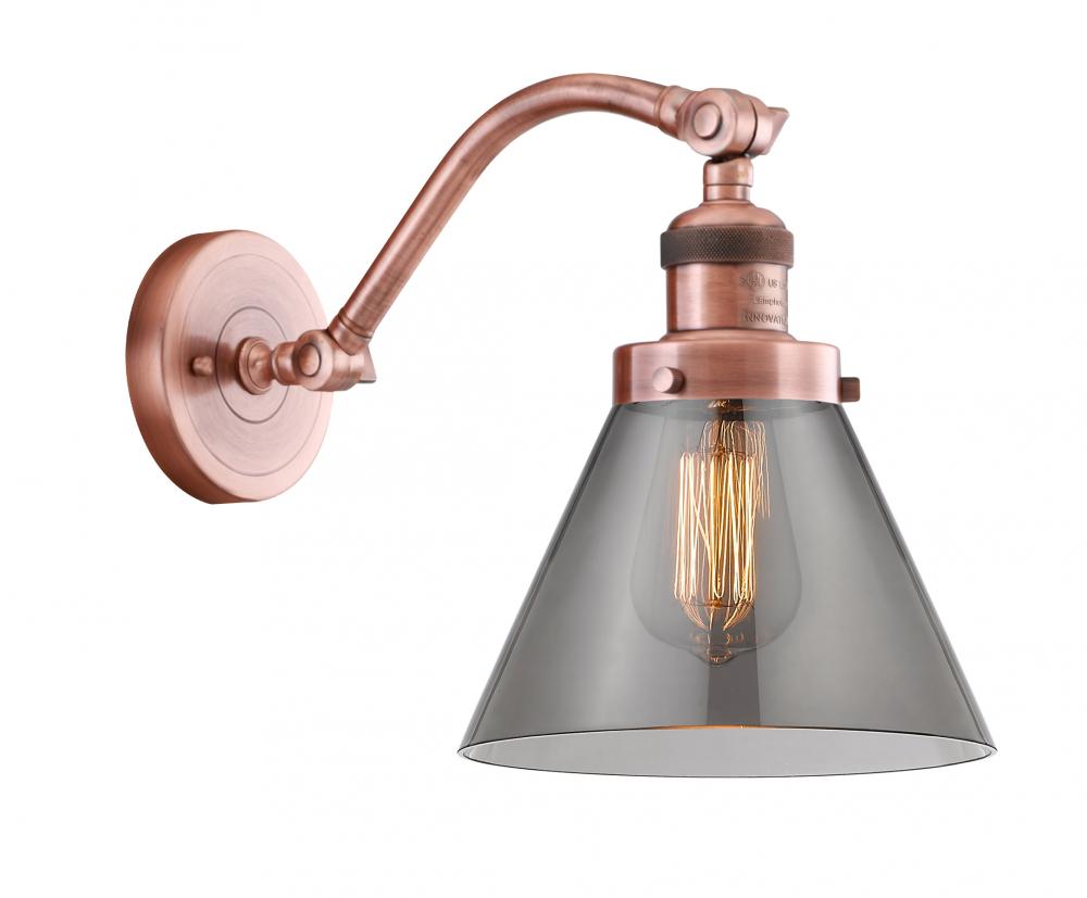 Cone - 1 Light - 8 inch - Antique Copper - Adjustable Sconce
