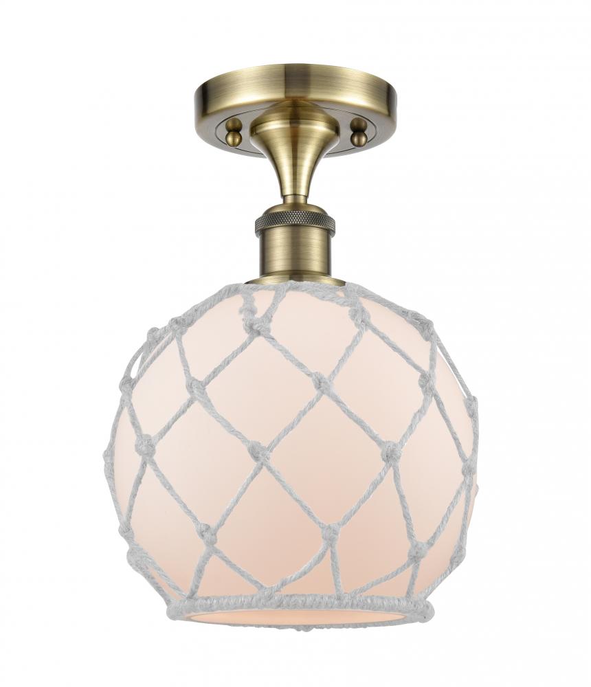 Farmhouse Rope - 1 Light - 8 inch - Antique Brass - Semi-Flush Mount